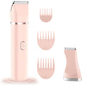 2-in-1 Bikini Trimmer for Women, Waterproof Painless Body Shaver for Legs, Underarms, Bikini Line with Narrow & Wide Ceramic Blades, 3 Combs, USB Rechargeable, Travel Friendly Gift for Women,Pink