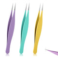 Nogeqi 3pcs Needle Nose Tweezers, Pointed Tweezers Precision Fine Point Tip Tweezer Stainless Steel For Hair, Eyebrow, Blackhead