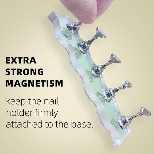 BPrettier Nail Holder for Painting Nails 2 Set Super Magnetic Nail Stand for Press on, Press on Nail Stand with 96 Pcs Reusable Sticky Putty for Nail Art Display Home & Salon Use.(Aurora & Silver)