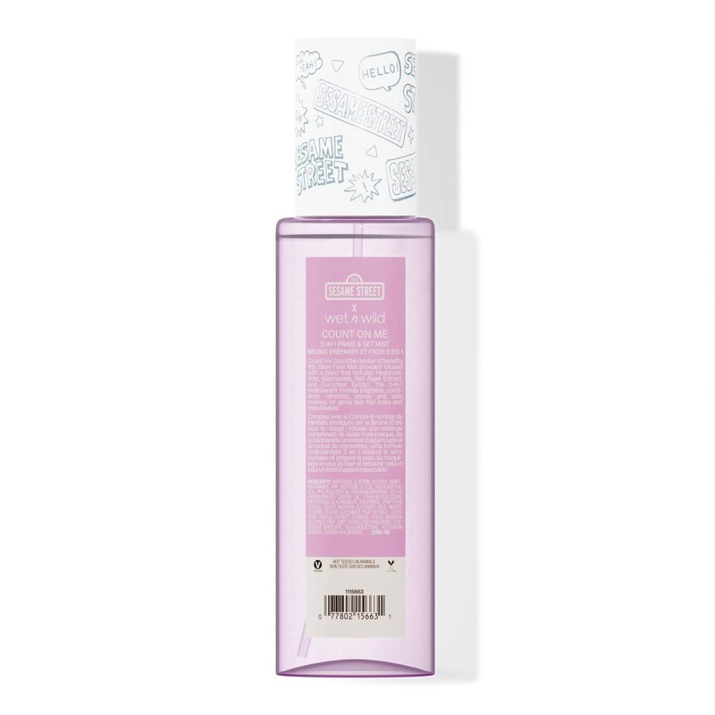 wet n wild Sesame Street 5-in-1 Prime & Set Face Mist, Floral Scented Makeup Setting Spray with Hyaluronic Acid & Niacinamide, Cruelty-Free - Count On Me