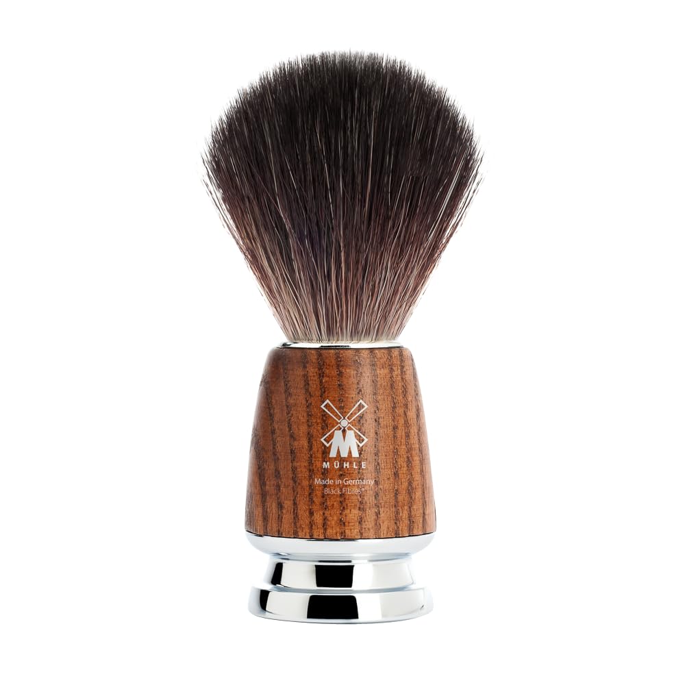 MÜHLE Rytmo Shaving Set 8 Pieces - Brush, Slicer and Stand Chrome-Plated Base, Blade, Soap, Cloth, After Shave - Elegant Ash