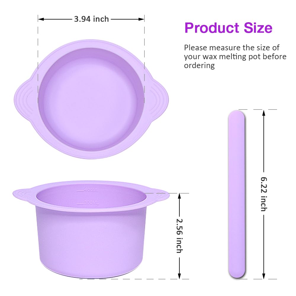 3PCS Silicone Wax Warmer Liner, Reusable Silicone Wax Pot Liner with 3 Pcs Silicone Wax Sticks, Melt Warmer Wax Pot Replacement, Wax Melt Liners