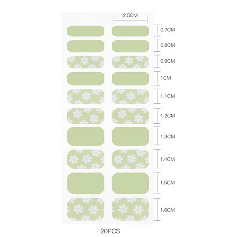 JMEOWIO Gel Nail Stickers White Flower Light Green Semi Cured Gel Nail Strips Wraps UV/LED Nails Art Design Decoration Accessories