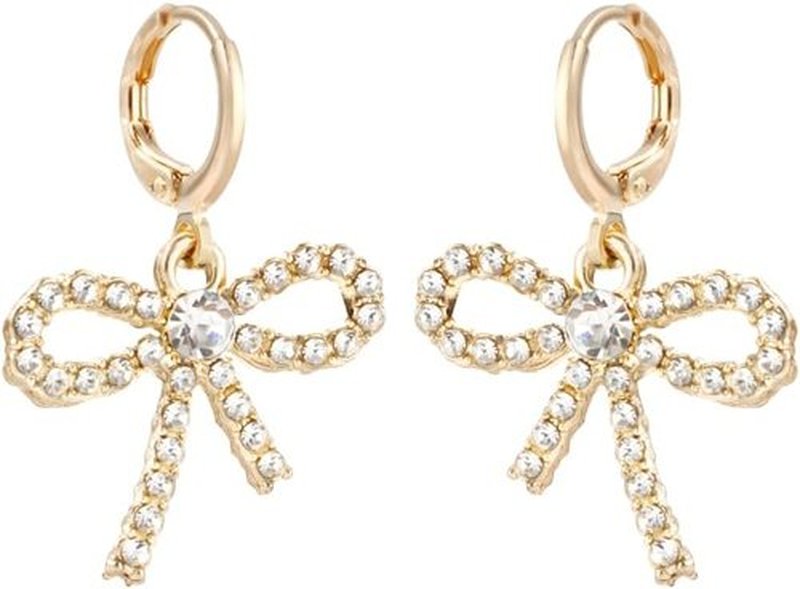 Regine Switzerland Pearl Bow Hoop Earrings - Dainty Faux Pearls, Lightweight Gold Plated | Perfect Gift for Her