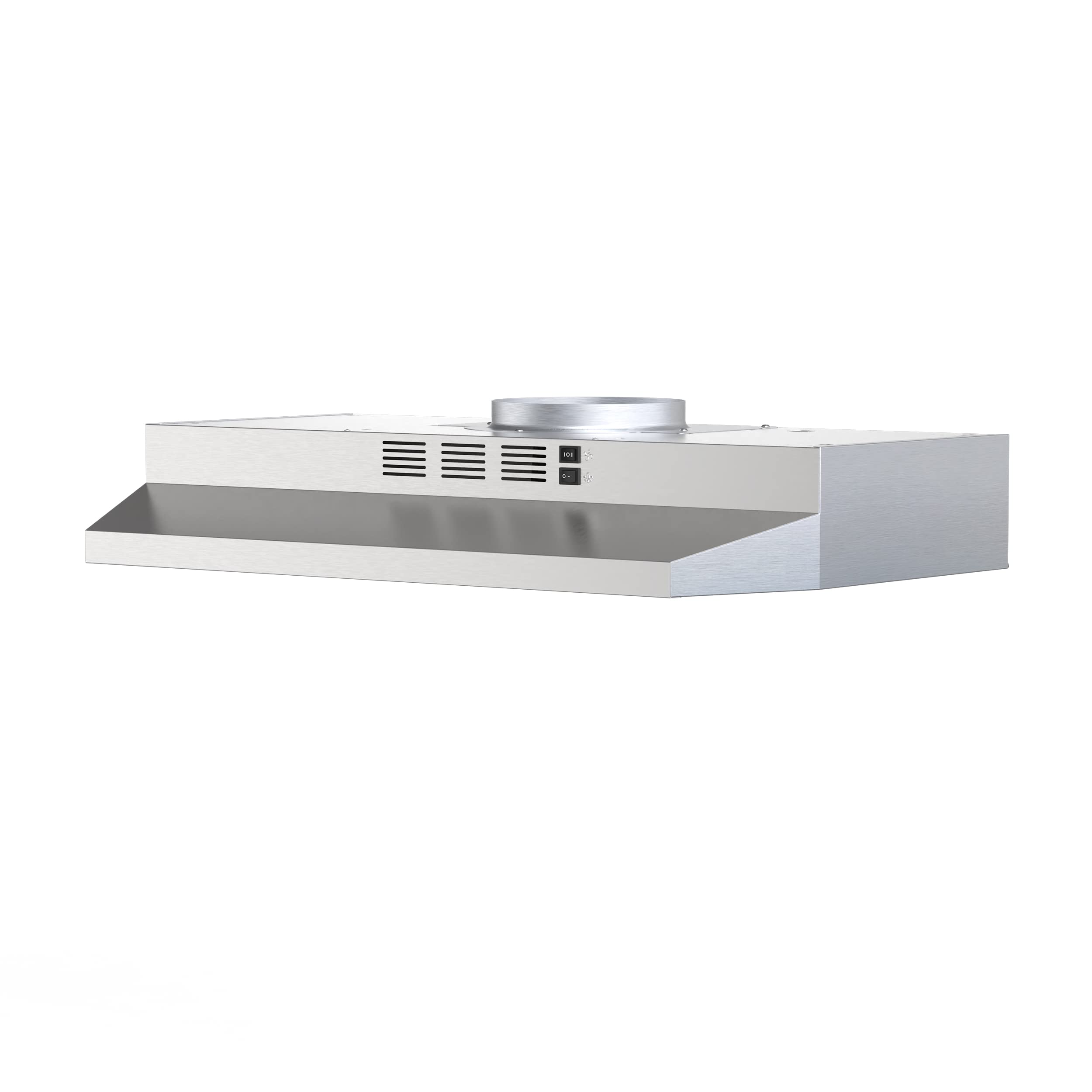 FIREGAS Under Cabinet Range Hood 30 inch, 300 CFM Ducted/Ductless Convertible, 2-Speed Exhaust Fan with LED Light & Rocker Control, Stainless Steel Kitchen Vent Hood