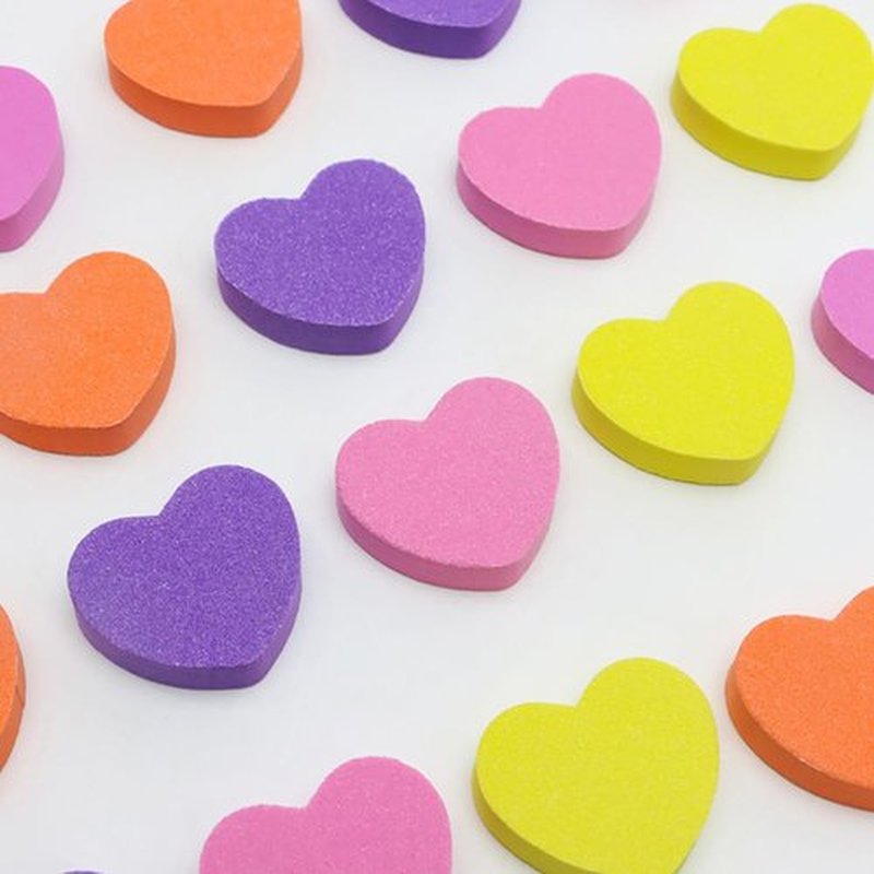 50 Pcs Heart Mini Nail Buffers Sponge Mini Nail Files Double Sided Nail Buffer Blocks Small Nail Sanding Blocks for Acrylic and Natural Nails Manicure Tools Purple