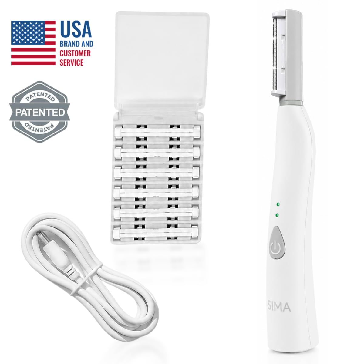 SPA SCIENCES - SIMA Patented Dermaplane Razor for Women Face – Painless 2-in-1 Facial Exfoliation & Peach Fuzz Hair Removal – Anti-Aging – 3 Speeds – Rechargeable – 7 Weeks Treatment