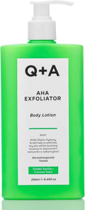 Q+A AHA Exfoliator Body Lotion (250ml), Exfoliating, Smoothing Body Moisturizer with Lactic Acid, Glycolic Acid and Fruit AHAs, Body Butter Alternative, Vegan Body Care