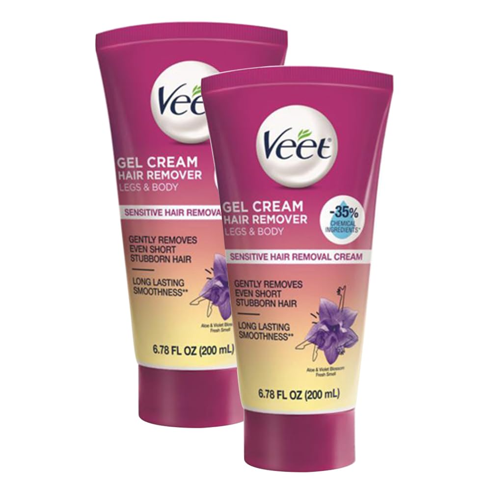 Hair Removal Cream VEET Legs & Body 3 in 1 Gel Remover Sensitive Formula with Aloe Vera and Vitamin E 6.78 fl ozTube Pack of