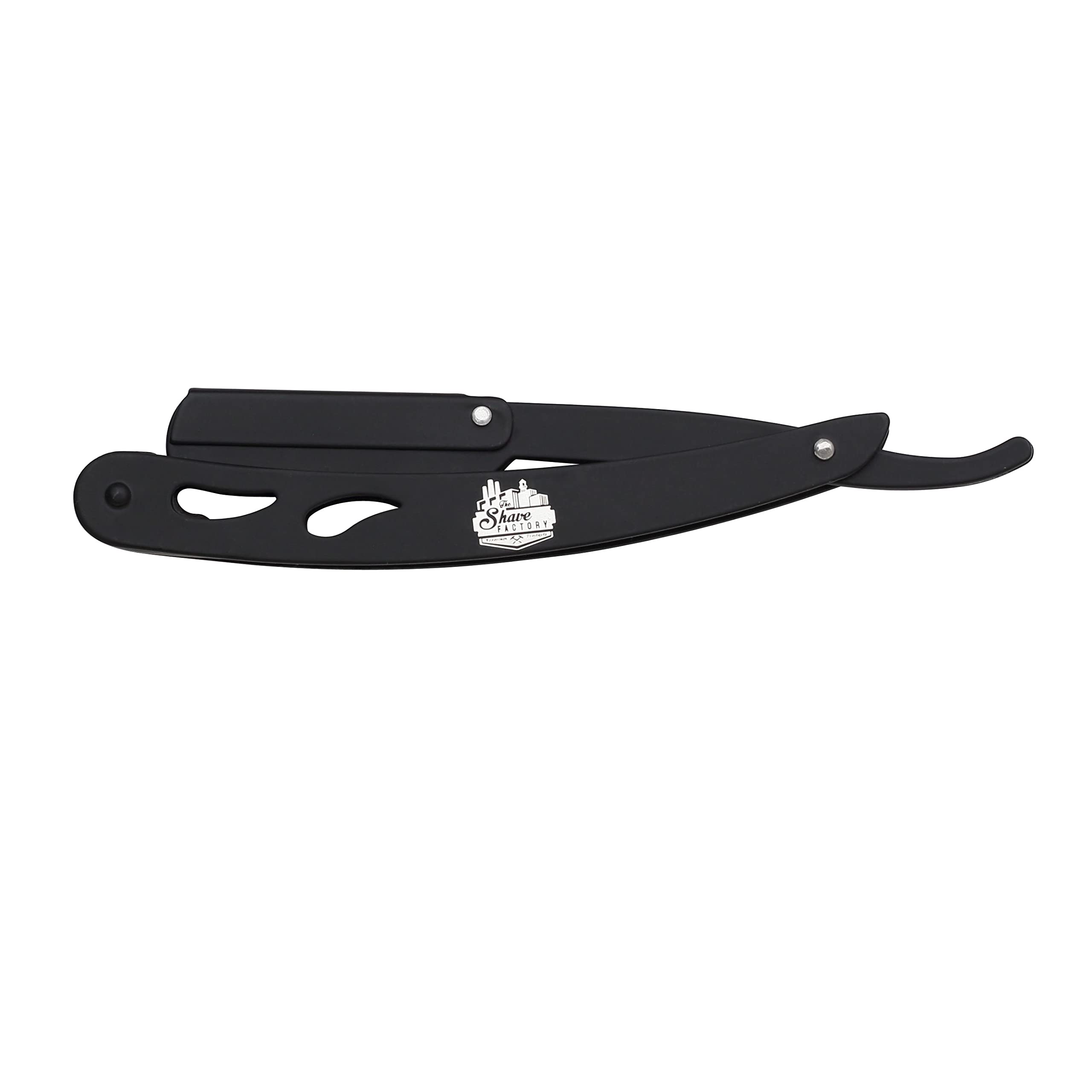 the shave factory Factory® Straight Edge Razor Kit - Single | Stainless Steel razors men from (Black / 100 Derby Professional Blades), 1.0 Count