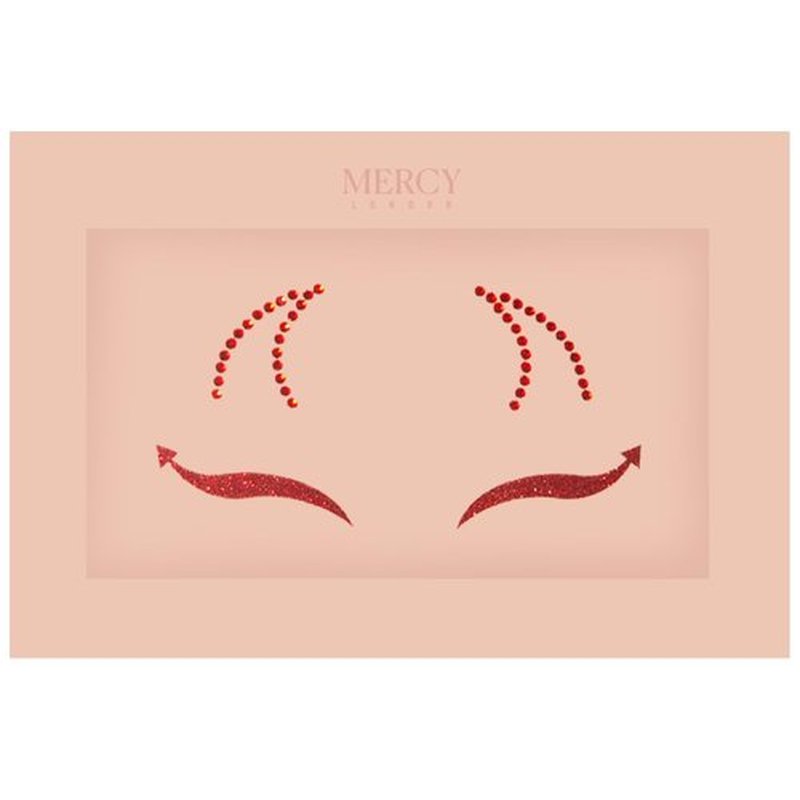 MERCY LONDON Red Devil Face Jewels Costume Accessories Gems All In One Halloween Headpiece Stick On