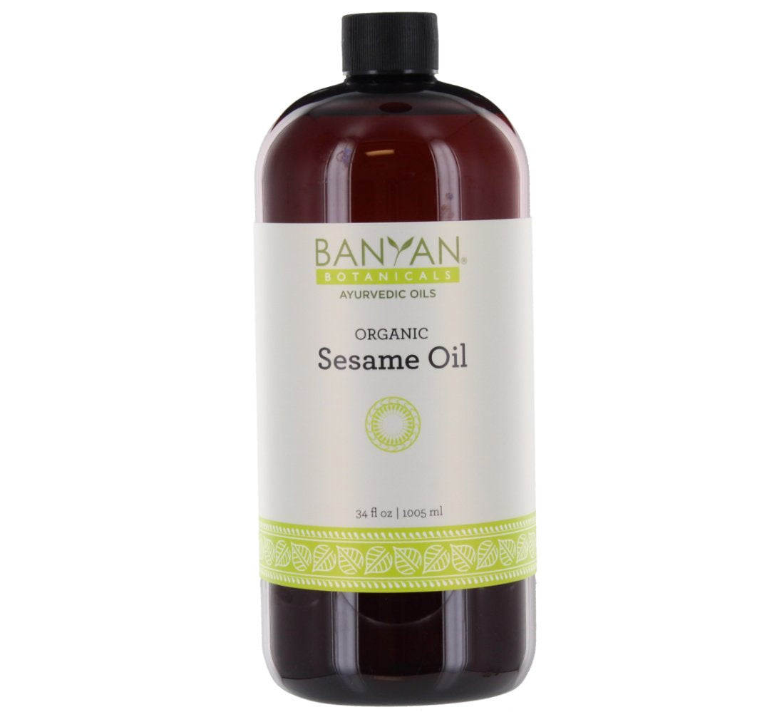 Banyan Botanicals Organic Unrefined Sesame Oil – Rich & Warming Ayurvedic Massage Oil for Body & Scalp – Traditional Abhyanga Oil for Deep Tissue Grounding & Recovery – 34 oz – USDA Organic