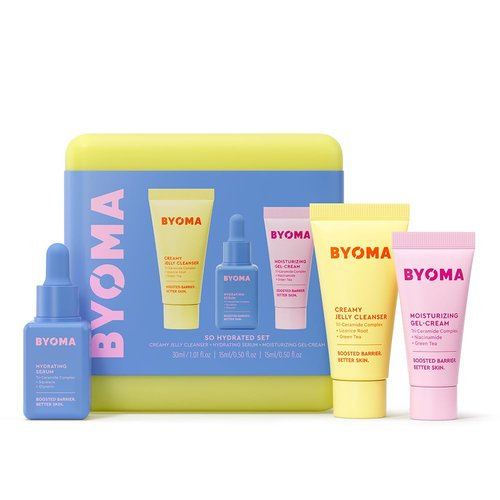 BYOMA So Hydrating Set | Barrier Repair Skincare Trio - Cleanser, Serum & Moisturizer for Dry Skin - 30ml, 15ml, 15ml