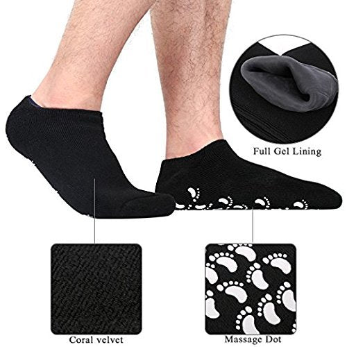 Large Men Moisturizing Gel Socks - 2 Pairs Foot Care Treatment for Dry Cracked Rough Skin - Spa Lotion Socks for Repairing US10-15