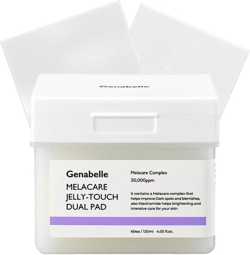 Genabelle Melacare Jelly Touch Dual Pad – Radiance-Boosting & Hydrating Toner Pads with Niacinamide & Tranexamic Acid – Targets Dark Spots and Hyperpigmentation – 4.05 fl oz