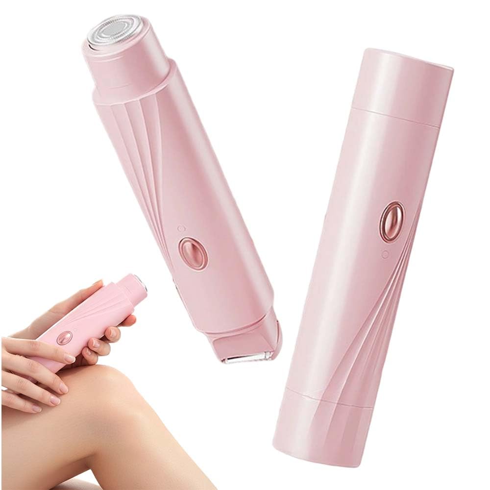 2-in-1 Electric Bikini Trimmer for Women, Waterproof Dual-Head Shaver & Epilator for Pubic, Underarm, Legs & Face, Rechargeable Painless Hair Removal (Pink)