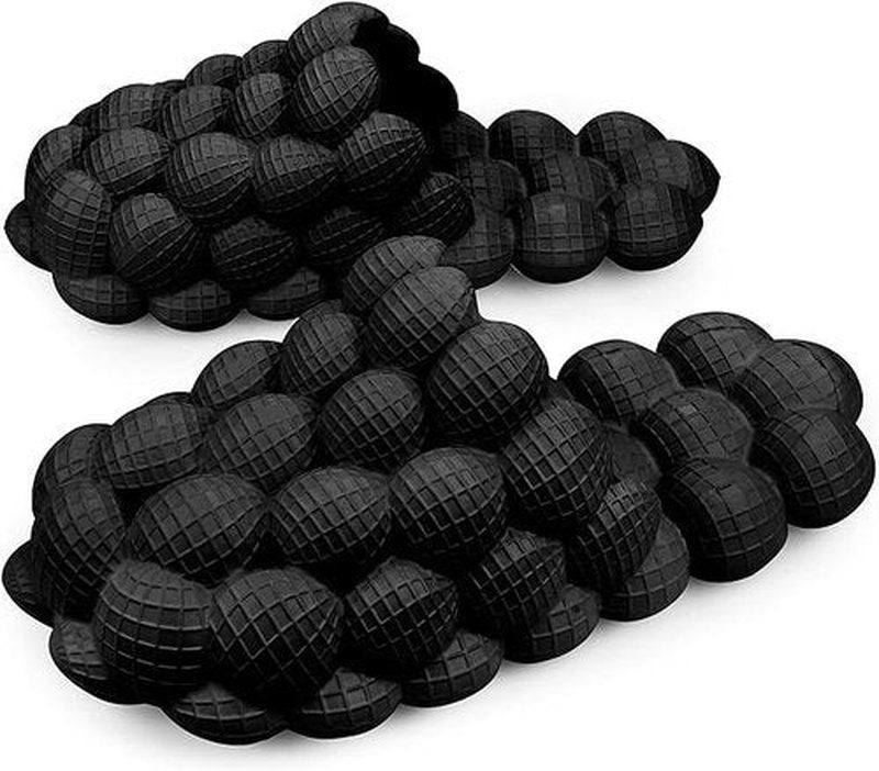 Stardust Bubble Slides Massage Slippers For Women Men Non-Slip Spa Gym Bubble Slippers, Soft Pillow Stress Relief Slide (Black, US Footwear Size System, Adult, Women, Numeric Range, Medium, 11.5, 12)