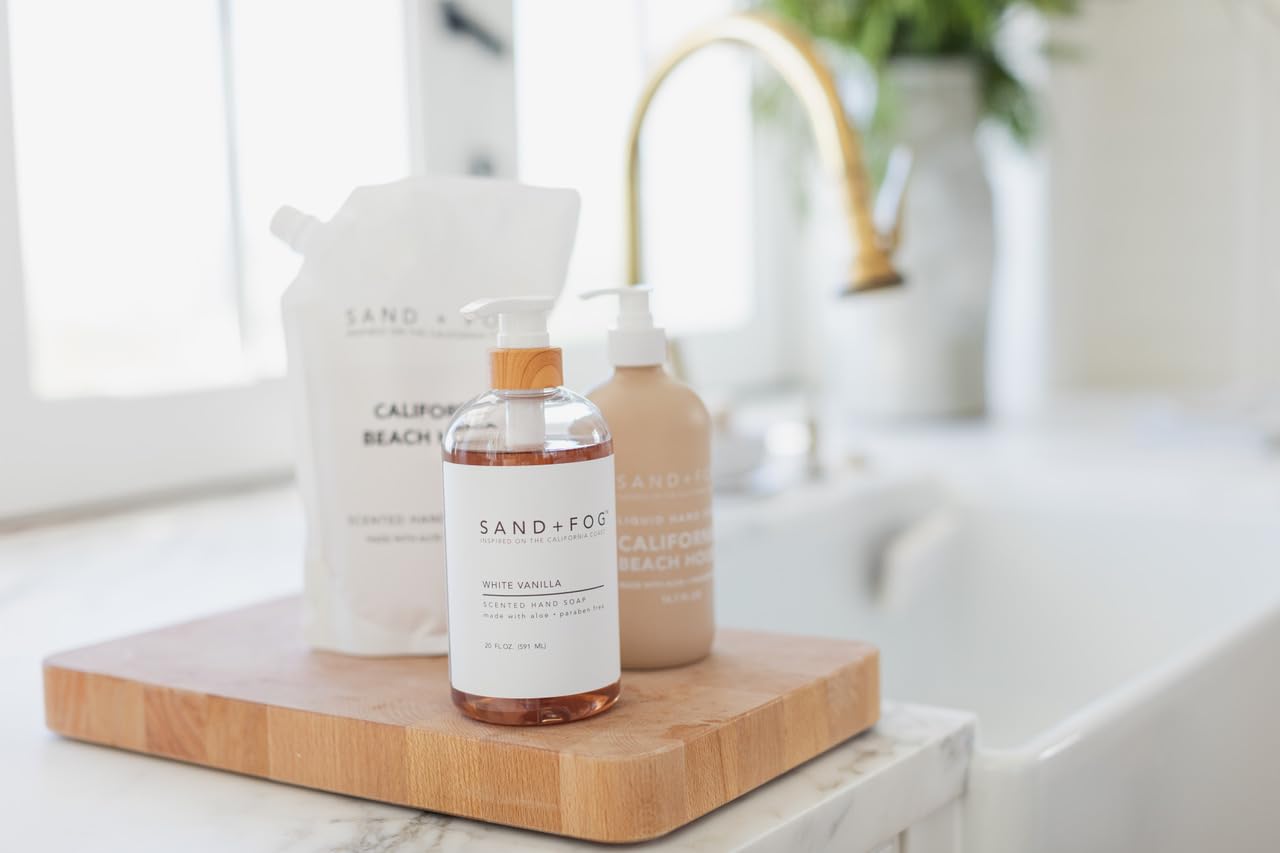 Sand + Fog White Vanilla - Scented Liquid Hand Soap - Moisturizing Hand Soap - Made with Aloe - Paraben Free- 20 oz