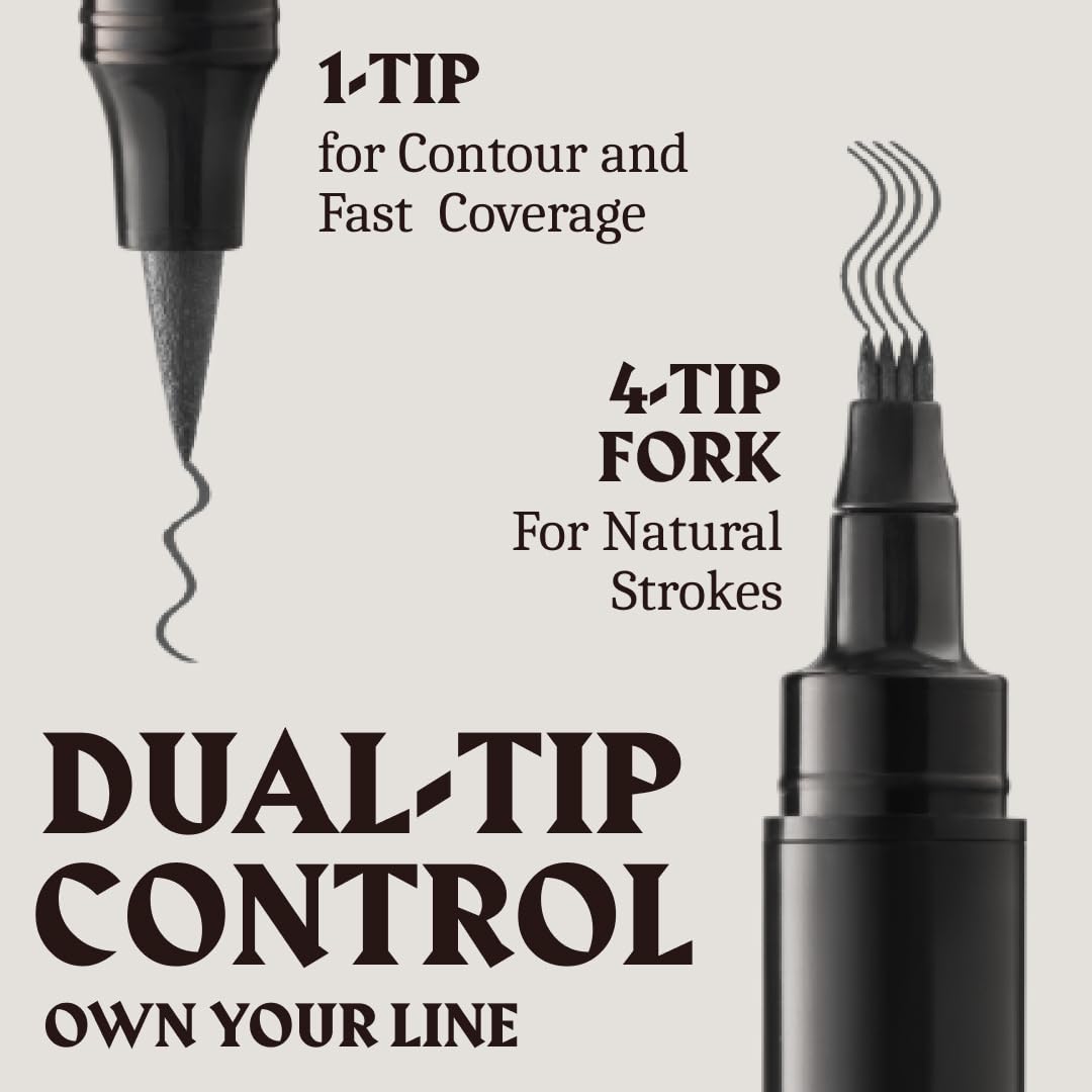 Striking Viking Beard Pencil Filler For Men - Medium Black, 1 Pen 1 Brush - Temporary Beard Dye - Waterproof Sweatproof Long Wear Beard Pen for Touchups & Gap Contouring - Enhances Facial Hair