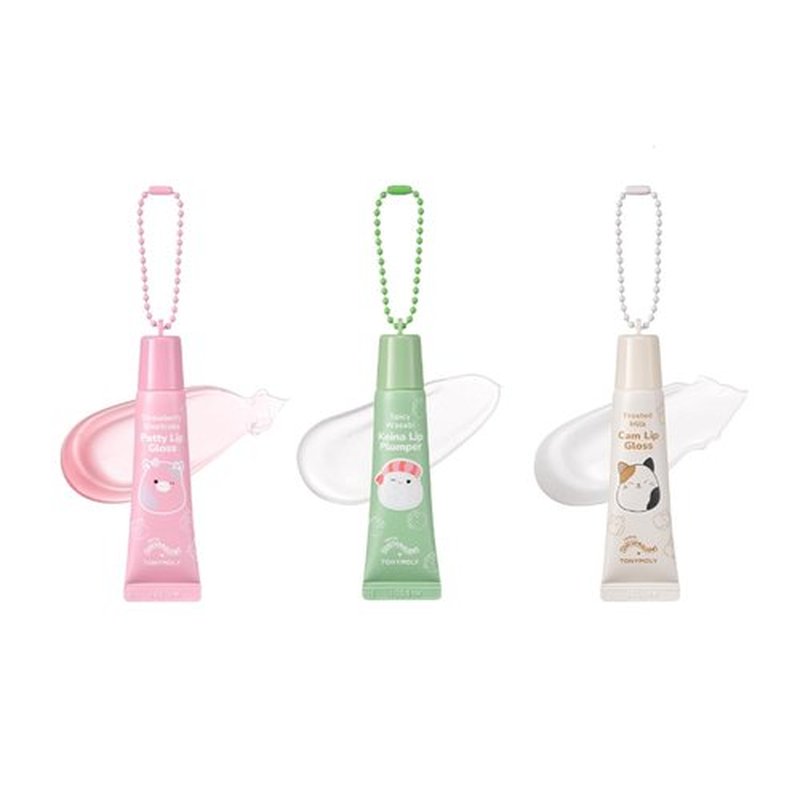 TONYMOLY Hot Fudge Sundae Lip Gloss Set - Cam, Carmelita & Christo Keychain Glosses, 11ml Total