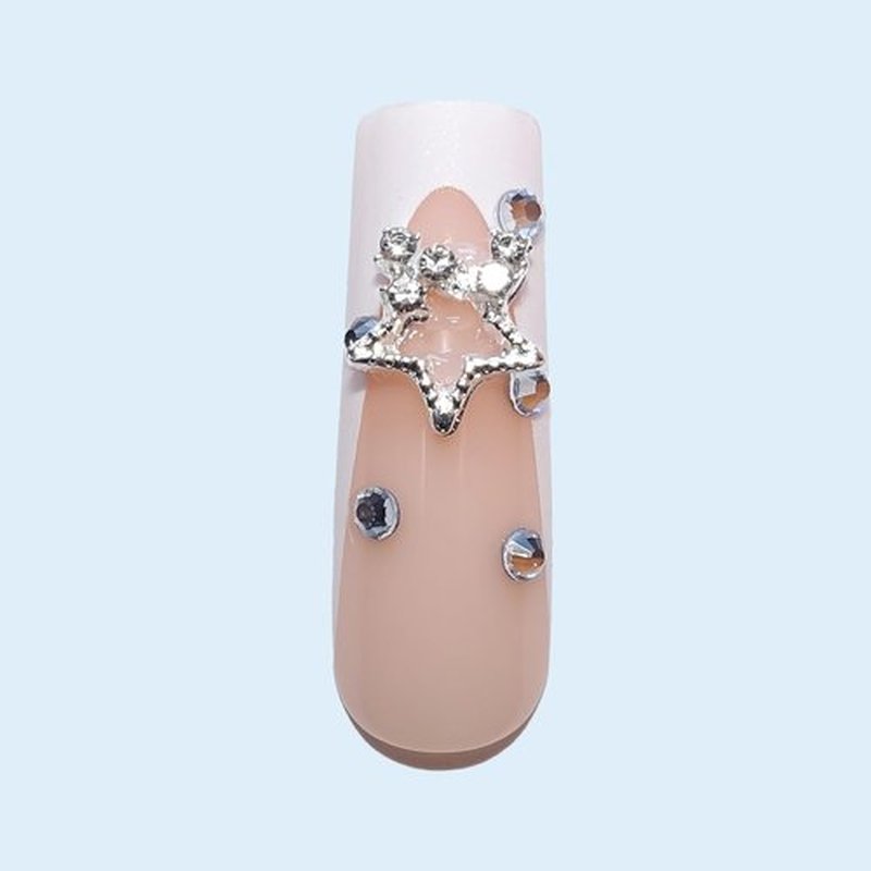 KIRAKIRA Pink Coffin Press On Nails with Chocolate Decorative Design and Flash Diamond Long Fake Nails Full Cover Stick On Nails for Women and Girls 24Pcs (baby pink, medium)