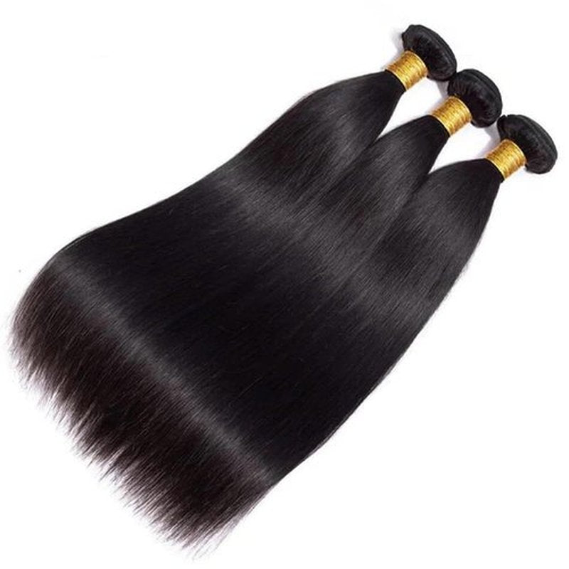 Straight Human Hair Bundles Color #1B Natural Black 14 16 18 Inch 3 Bundles Human Hair Straight Weave Unprocessed Virgin Hair Extensions 50 Gram Per Bundle
