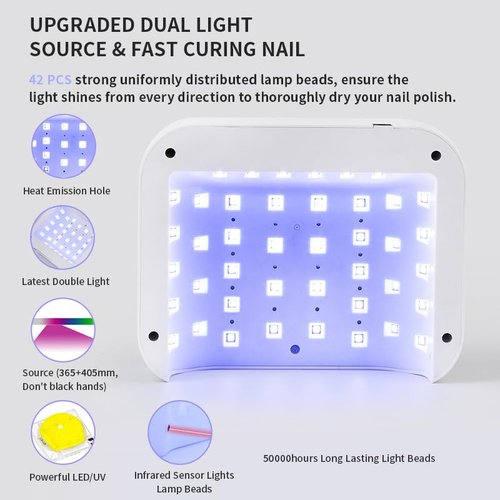 HeerMua Cordless UV Nail Lamp, 268W Rechargeable UV Gel Nail Light, Sparkling Rhinestones Diamond UV Light, Professional Fast Curing Nail Dryer with 4 Timers Touch Control Auto Sensor for Salon & Home