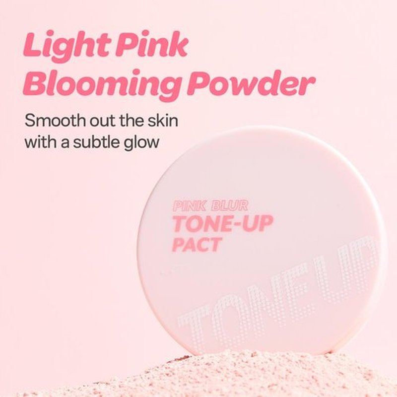 I'M MEME Compact - Tone-Up Pact | Korean Setting Powder for Pink Blur Effect, 0.35 Oz