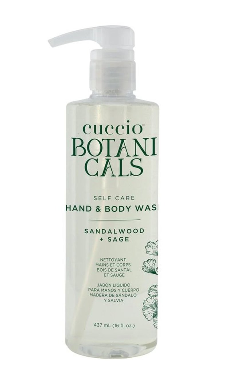 Cuccio Botanicals Hydrating Hand & Body Wash - Sandalwood & Sage, 16 oz | Moisturizing Cleanser for Soft Skin