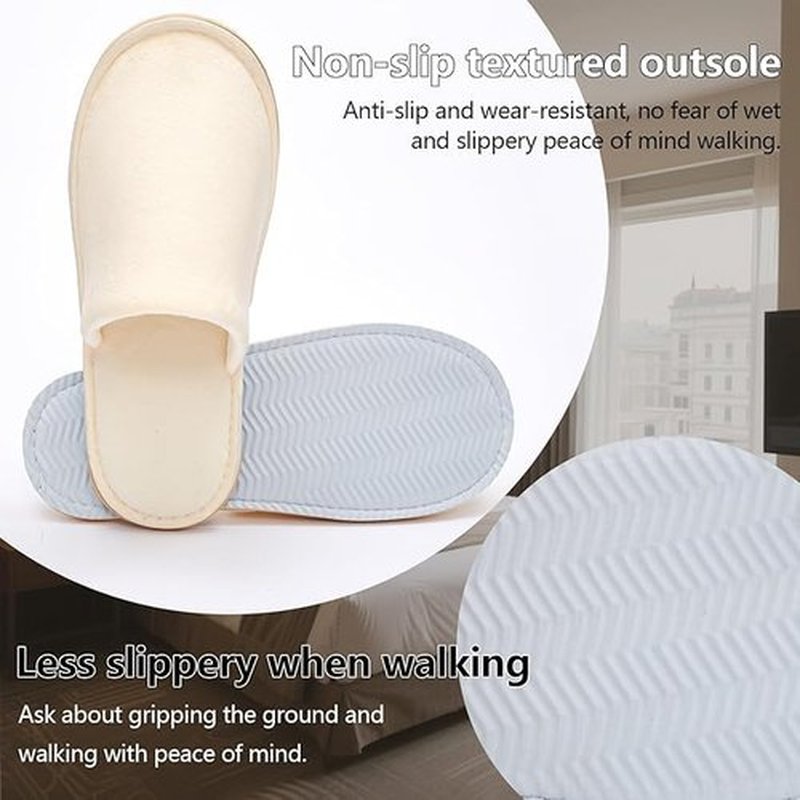 6 Pairs Premium Spa Slippers - Super Soft Non-Slip Guest Slippers, Washable Reusable Indoor House Slippers for Women Men, Hotel, Bridal (3gray and 3beige)