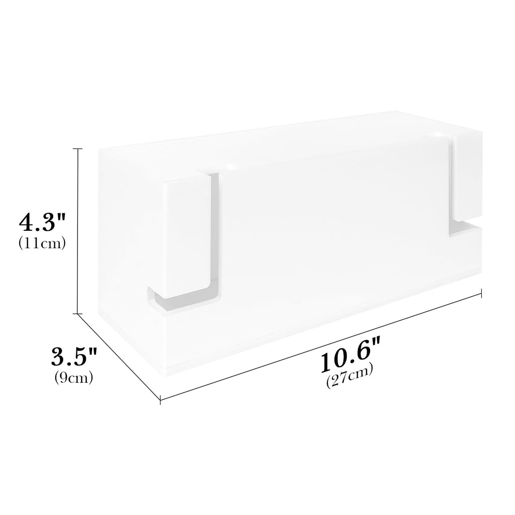 Linkidea Acrylic Cable Organizer Box for Bathroom Countertop, Cord Management for Electric Toothbrush & Razor Chargers, Fits 1-2 Small Charging Heads Only (White)