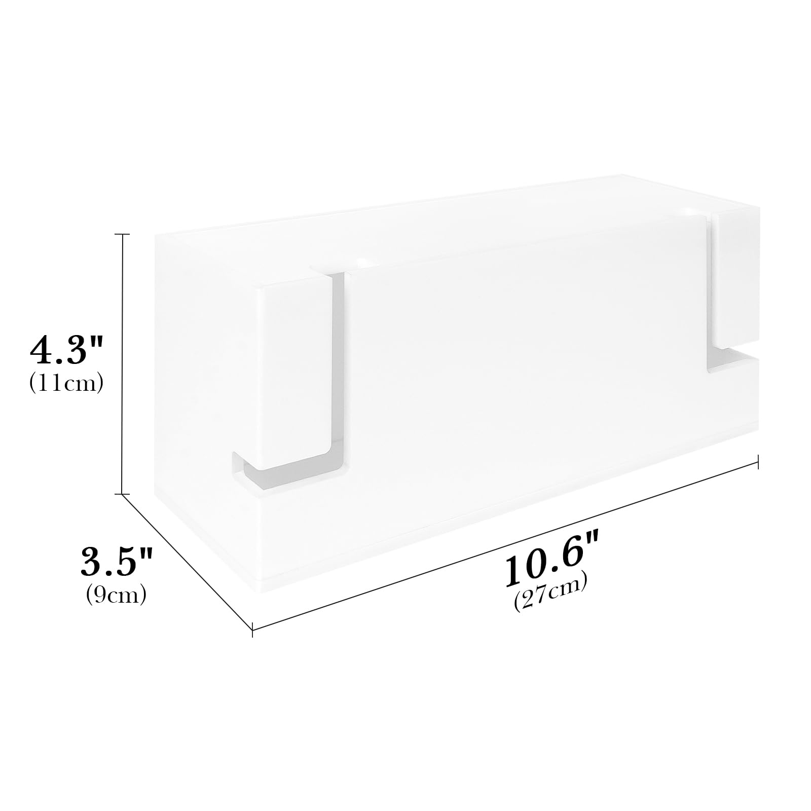 Linkidea Acrylic Cable Organizer Box for Bathroom Countertop, Cord Management for Electric Toothbrush & Razor Chargers, Fits 1-2 Small Charging Heads Only (White)