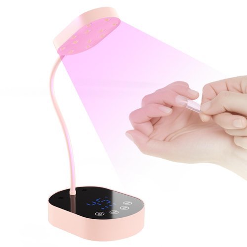 TCHMCITY Flash Cure lamp, 72W Mini Cordless Gel x Nail Lamp Flash Cure, Auto Sensor Gooseneck Portable USB Gel Nail Dryer U V Light with 3 Timers and LCD Display for Home DIY