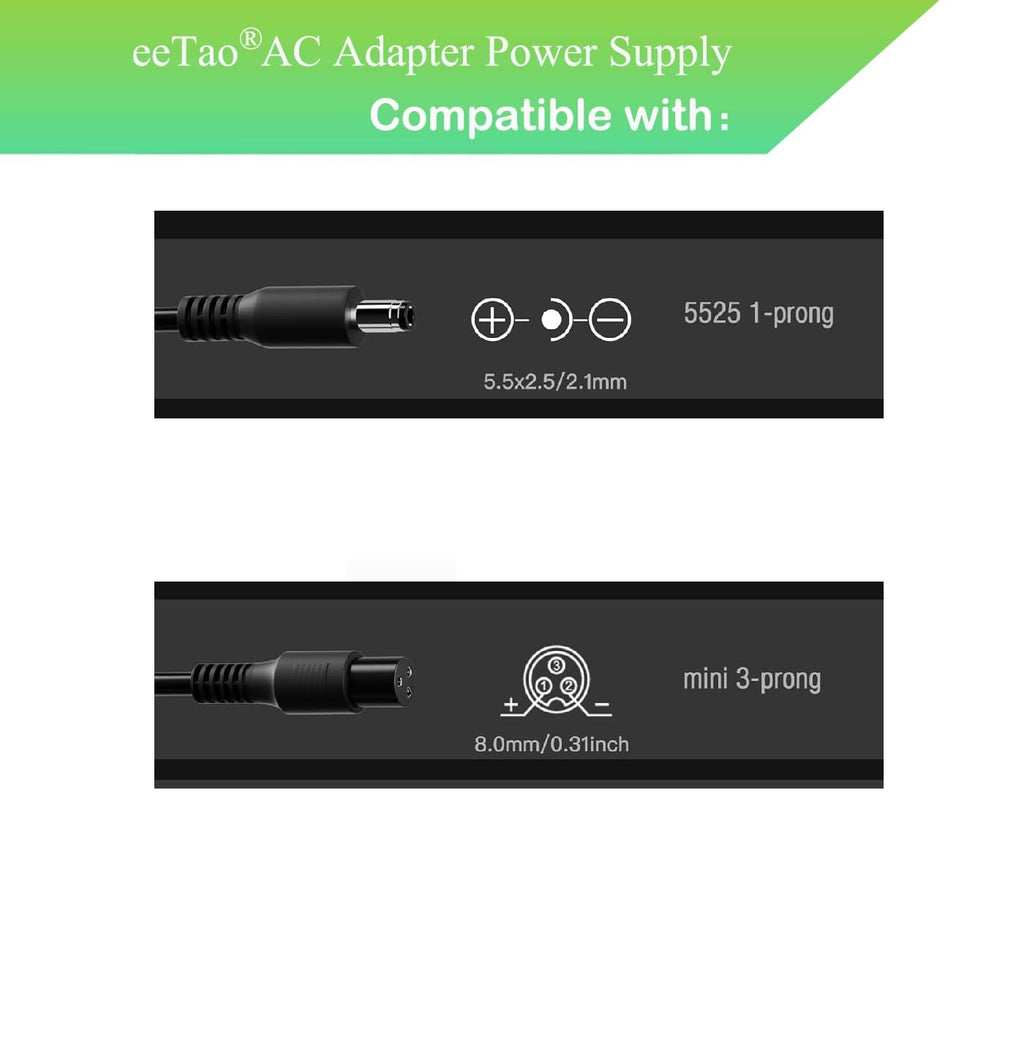 eeTao 29.4V 1A Charger Compatible with 29.4V【3-Prong & 1-Prong Plugs】 for Comet/Cruze/Rebel/Coast/XLS/Bolt/Sonic/SuperBC Charger Fast and Safe, Universal for 25.2V &24V Lithium Battery Power Supply