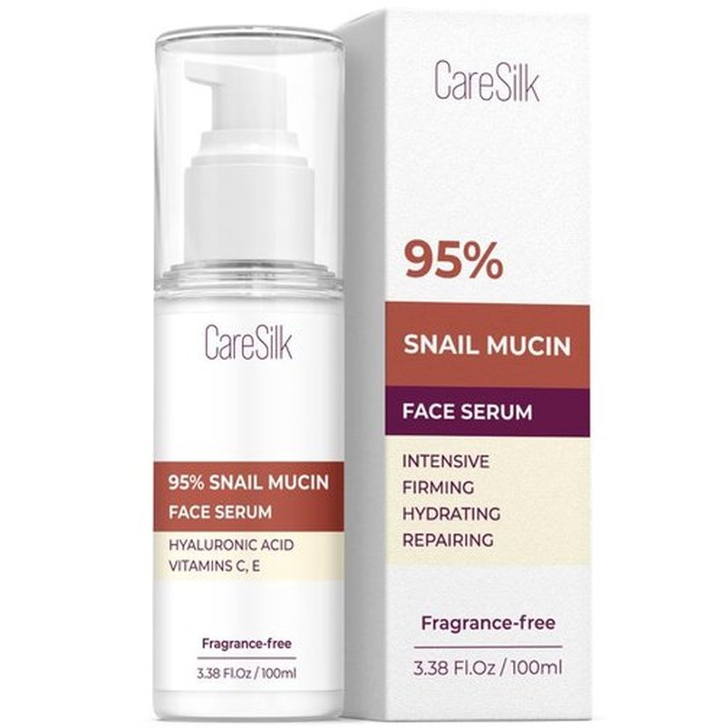 Caresilk Snail Mucin Serum - Face Hydrating Essence - Hyaluronic, Collagen, Royal Jelly - Advanced 95% Snail Peptide Moisturizer, Barrier Serum - 100 ml
