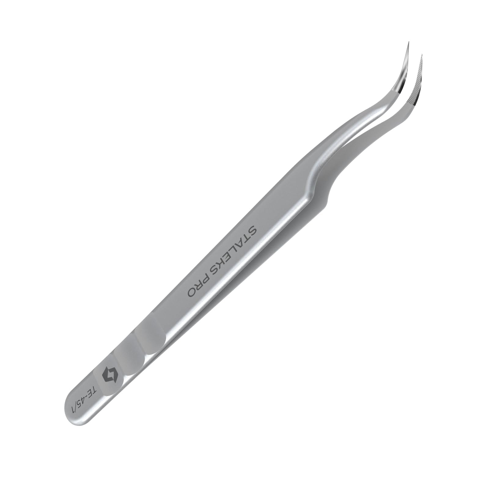 STALEKS PRO Expert 45 Type 1 Professional Eyelash Tweezers (Curved) – Stainless Steel with Nano-Notches for Volume & Mega-Volume Lash Extensions