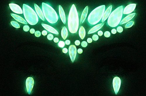 Noctilucence Face Gems Jewels, Festival Face Jewels Tattoo Stickers, Luminous Rave Crystals Face Gems Stick on, Body Gem Temporary Face Tattoos for Festival,4-Pack