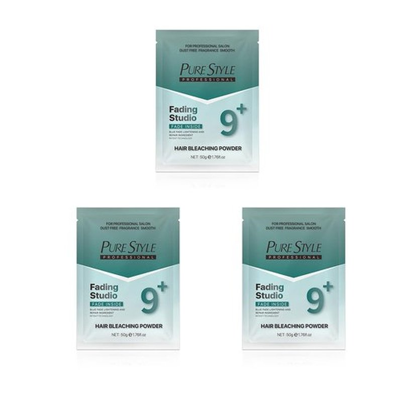 PURESTYLE 3Packs(150g) Professional Ammonia-Free Hair Bleach Powder, Bleach Blonde Hair Color Dye, Over 9 Levels Blue Fade Technology, Gentle Quick Bleach Lightener