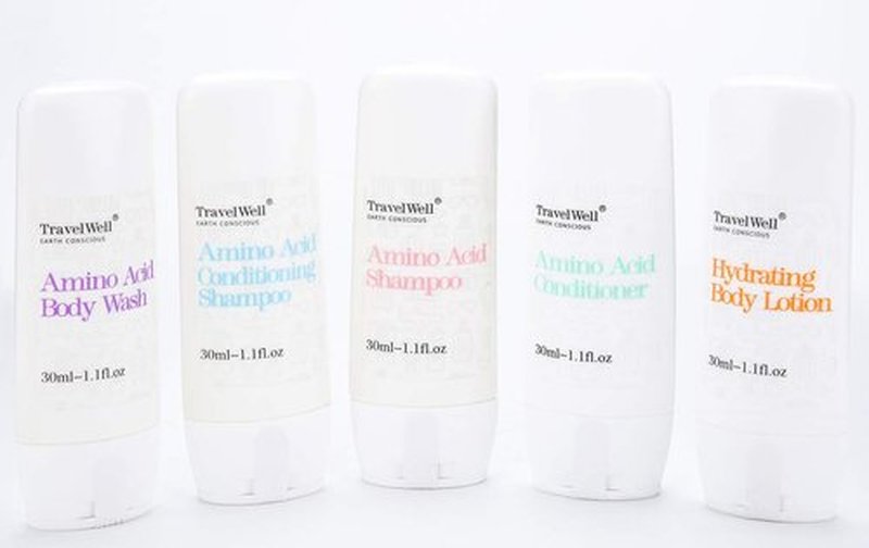 Travelwell Individually Wrapped Shampoo & Conditioner 2 in 1, Body Lotion, and Travel Soap Set | 25 Bottles + 25 Bars | Bulk Hotel Toiletries