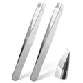 QFGasre 2Pcs Tweezers for Eyebrows Women Facial Hair eyebrow Tweezers Stainless Steel Precision Eyebrow Plucking for Facial Chin Brow Silver Women and Men