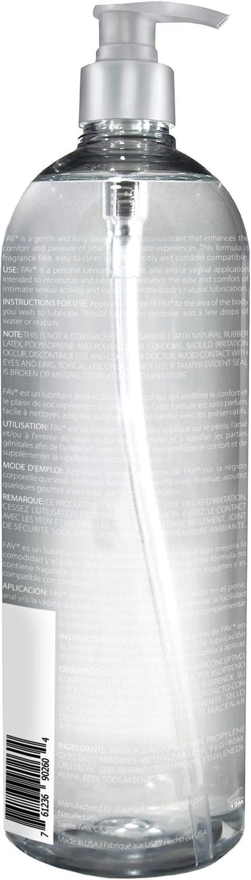 FAV Water-Based Luxury Personal Lubricant - Natural Feeling, Toy Friendly & Condom Safe | 33.5 Fl Oz