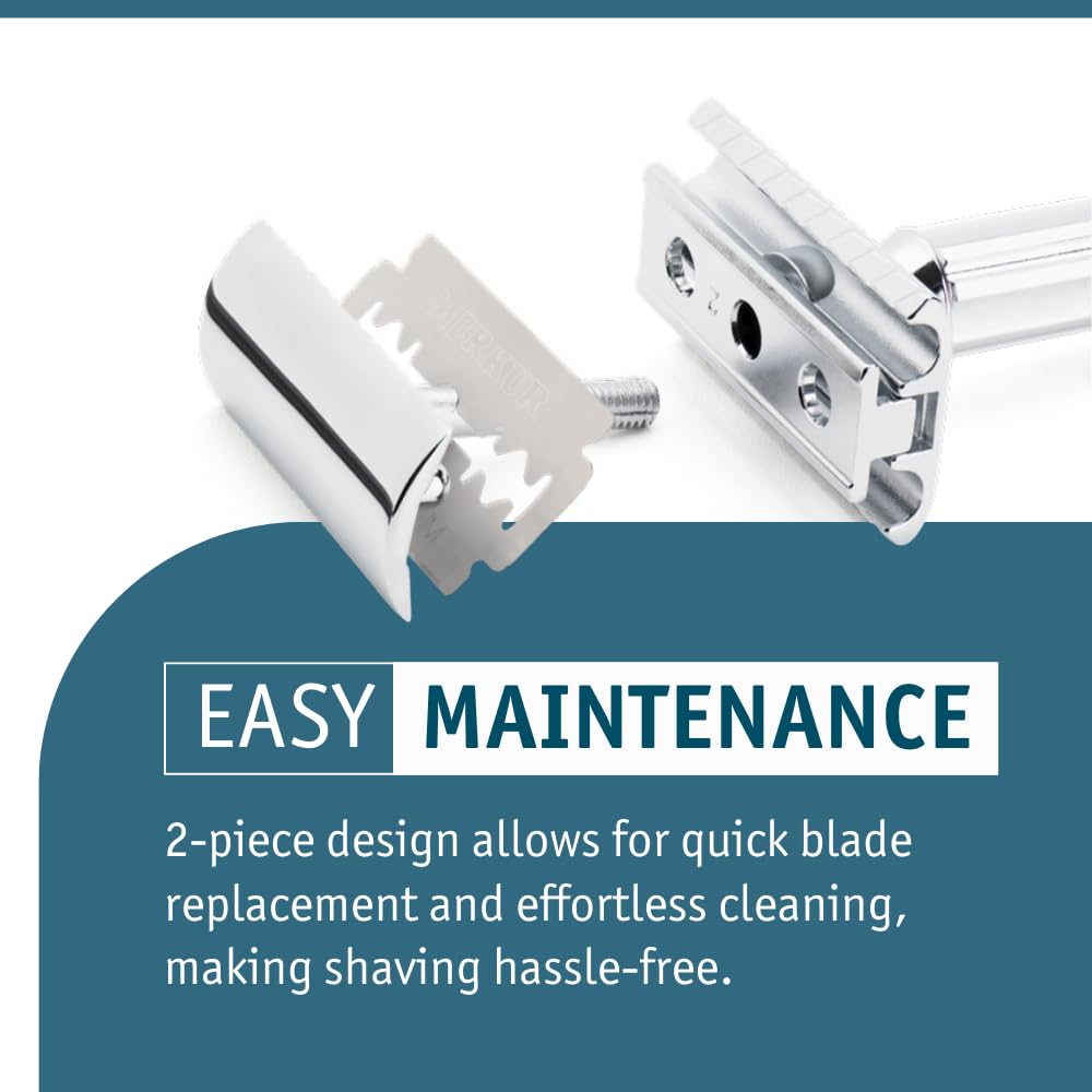 MERKUR Progress 500 Adjustable Double Edge Safety Razor - Standard Handle Adjustable Razor With Dial Made in Germany Plastic-Free Closed Comb Straight Bar