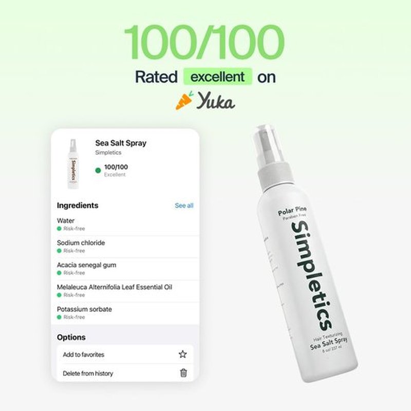 Simpletics Himalayan Sea Salt Hair Spray (Vanilla Scent) – Natural 5-Ingredient Formula for Beach Waves & Volume – Light Hold, Non-Greasy, Paraben & Sulfate Free – Unisex 8 fl oz