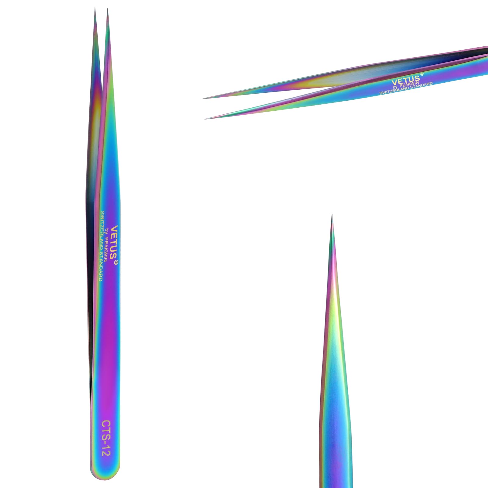 Fiber Tip Tweezers for Lash Extensions Precision Eyelash Isolation, Industrial Tweezers for Crafting,Soldering, Laboratory Work, Jewelry-Making Non-Slip Grip Stainless Steel by EMEDA(Needle)