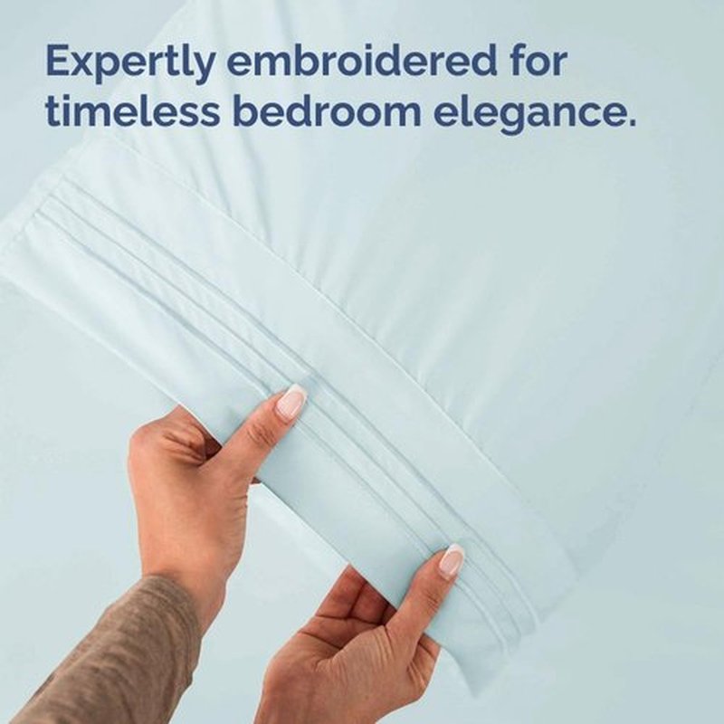 Queen Pillow Cases Set of 4 | Ultra Soft Hotel Quality Covers - Wrinkle Free & Fade Resistant - Ice Blue