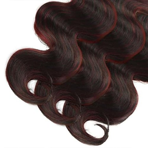 P1B/99J Highlight Burgundy Human Hair Bundles Body Wave 24 24 24 Inch Burgundy Bundles 100g per Bundle 300g Total Color Black mix 99J Brazilian Remy Hair