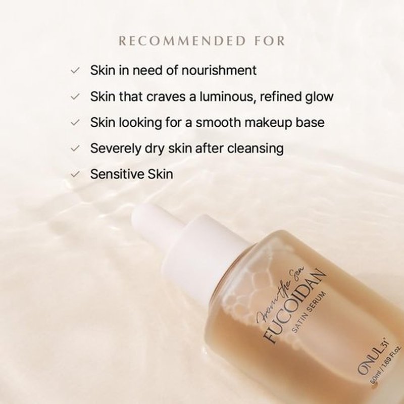 ONUL31 Fucoidan Satin Serum—Anti-Aging, Plump & Glow, Korean Glass Skin, Hydrating, Smoothing, Wrinkle Care, for All Skin Types (1.69 fl.oz./50ml)