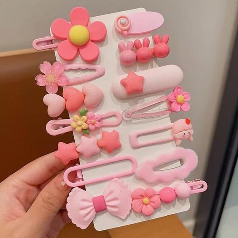 889 pcs Elastic Hair Ties for Girls Hair Accessories Ponytail Holders Colorful Rubber Bands Set with 14 pcs Cute Hair Clip