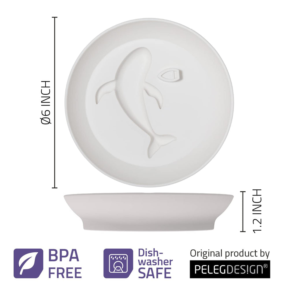 PELEG DESIGN Sea Whale Dipping Dish - Balsamic & Olive Oil, Soy Sauce Plate - Round Dipping Bowl - Wheat