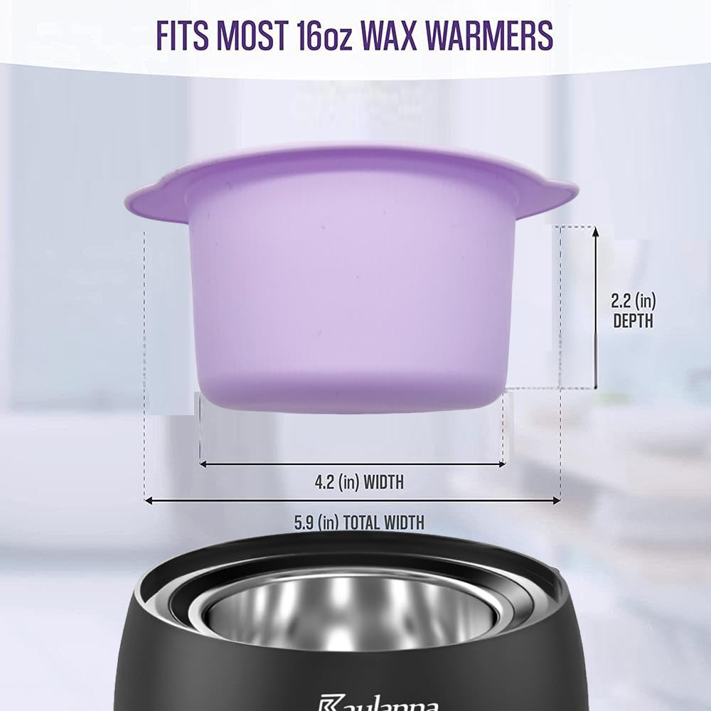 2pc Silicone Wax Warmer Liner, Silicone Wax Bowl for Wax Warmer, Non-Stick Wax Melt Warmer Wax Pot Replacement, Reusable Wax Melt Liner with 2Pcs Wax Spatula Sticks for Hair Removal (pink+purple)